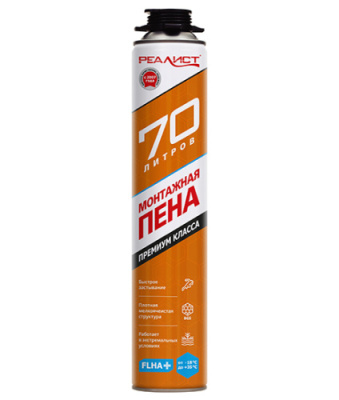 Монтажная пена проф.  REALIST PRO Orange 70л  ЗИМА 850 гр.