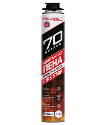 Монтажная пена проф. ОГНЕСТОЙКАЯ REALIST PRO 70 900гр