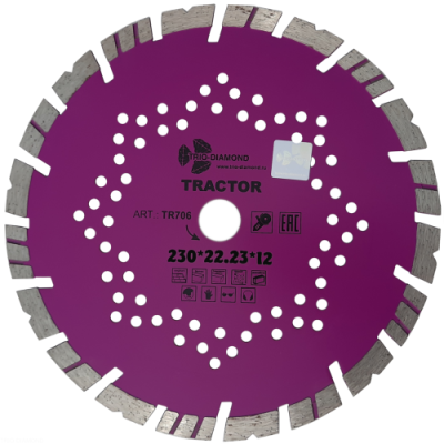 Диск алмазный 230х22,23 Tractor Турбо-сегментный TR706